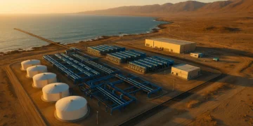 Inauguración de la obra que transporta agua del océano a las minas de cobre en Chile